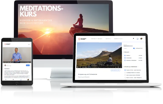 Der Meditationskurs der Nichtraucher-Challenge auf Computer, Laptop und Smartphone